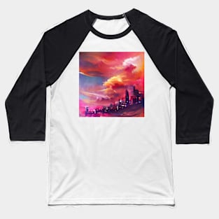 Sunset over the city in the clouds Baseball T-Shirt